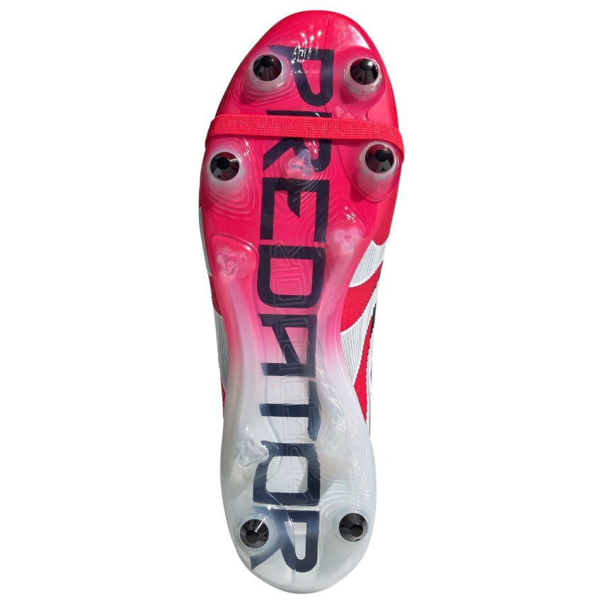 Chaussures Rugby Predator Élite Languette Rabattue Crampons Hybrides Tout Terrain Rose/Blanc - Adidas