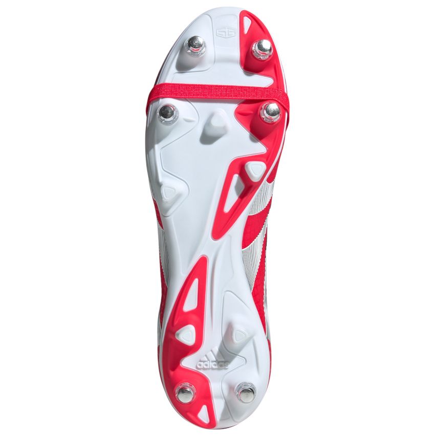 Chaussures Rugby Predator Pro SG Languette Rabattue Crampons Hybrides Tout Terrain Rouge/Blanc - Adidas