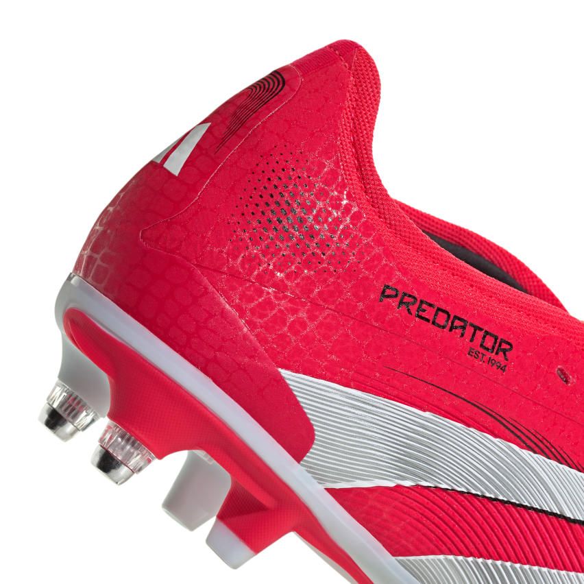 Chaussures Rugby Predator Pro SG Languette Rabattue Crampons Hybrides Tout Terrain Rouge/Blanc - Adidas