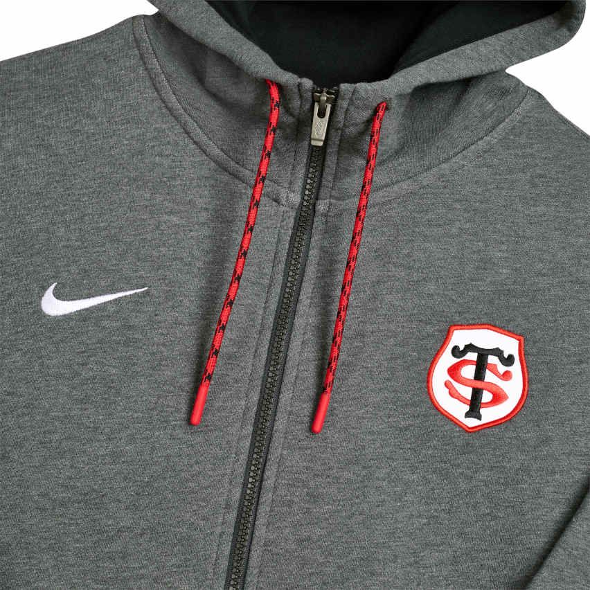 Sweat à capuche zippé Stade Toulousain Gris Coupe d'Europe 2024/2025 - Nike