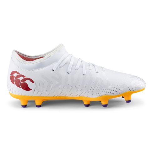Chaussures Rugby Speed Infinite Team FG Crampons Moulés Terrain Sec Blanc/Jaune - Canterbury