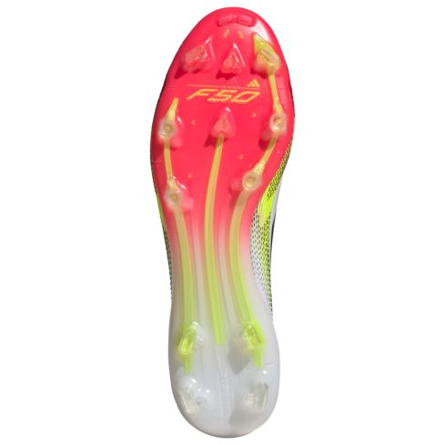 Chaussures Rugby F50 Elite FG Crampons Moulés Terrain Sec Blanc/Fluo/Rose - Adidas