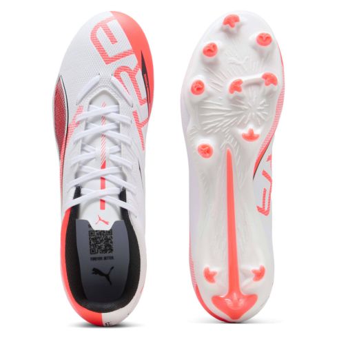 Chaussures Rugby Ultra 5 Play FG/AG Crampons Moulés Terrain Sec Blanc/Rouge - Puma