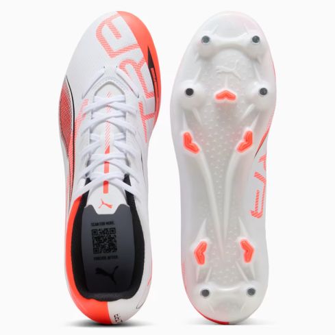 Chaussures Rugby Ultra 5 Play MxSG Crampons Hybrides Terrain Blanc/Rouge - Puma