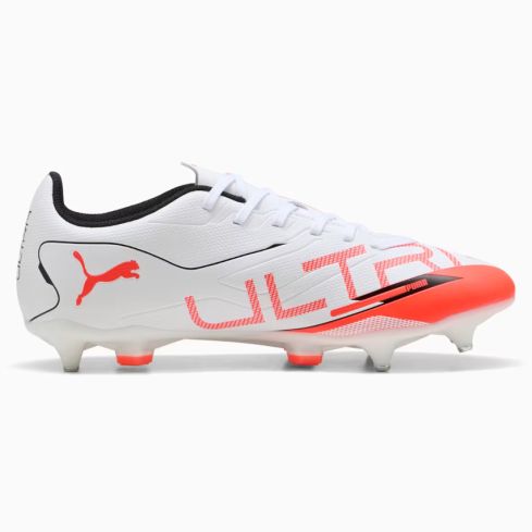Chaussures Rugby Ultra 5 Play MxSG Crampons Hybrides Terrain Blanc/Rouge - Puma