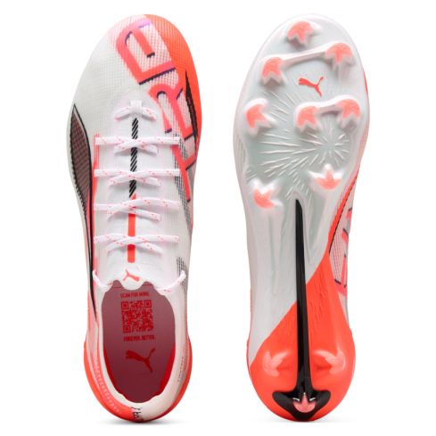 Chaussures Rugby Ultra 5 Ultimate FG Crampons Terrain Sec Blanche/Rouge - Puma