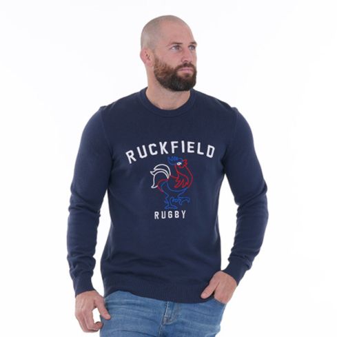 Pull French Rugby Club Col Rond Bleu Marine - Ruckfield