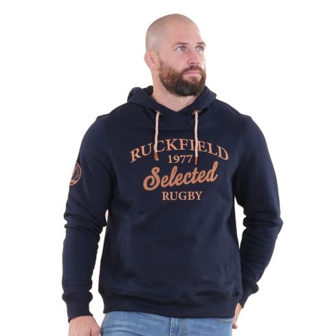 Sweat à capuche Selected Rugby bleu marine - Ruckfield