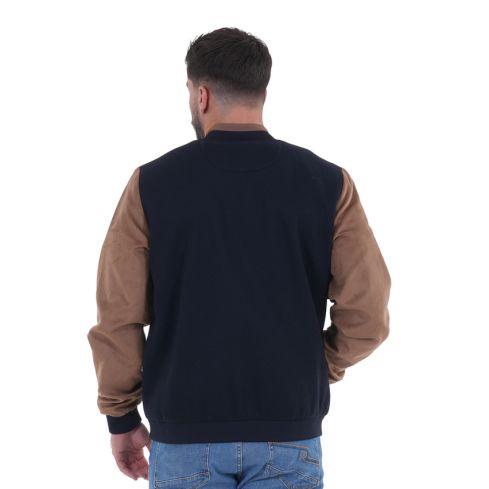 Blouson Teddy bi-matière bleu marine - Ruckfield