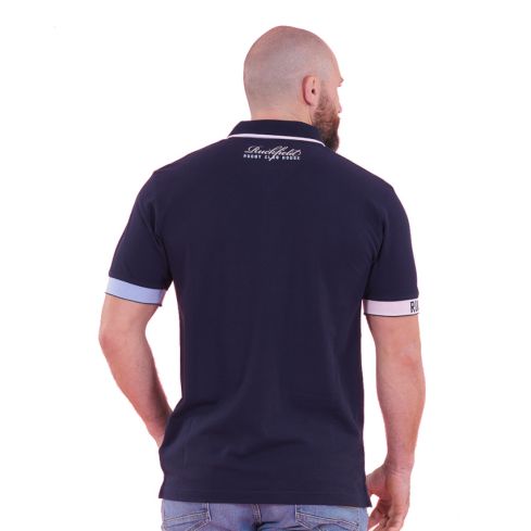 Polo Rugby Manches Courtes Rib Bleu Et Rose Members Club House - Ruckfield