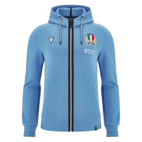 Sweat à capuche Rugby Italie Coton Bleu Ciel 2024/25 - Macron