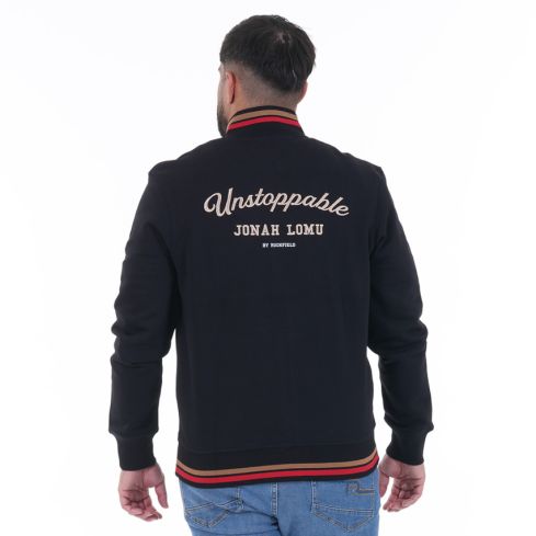 Sweat Rugby zippé JONAH LOMU noir - Ruckfield