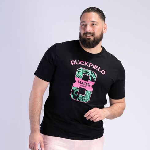 T-shirt Rugby Manches Courtes Maori Noir - Ruckfield